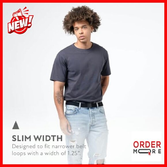 Slim Stretch Belt Metal-Free Buckle Adjustable Fit 1.25\